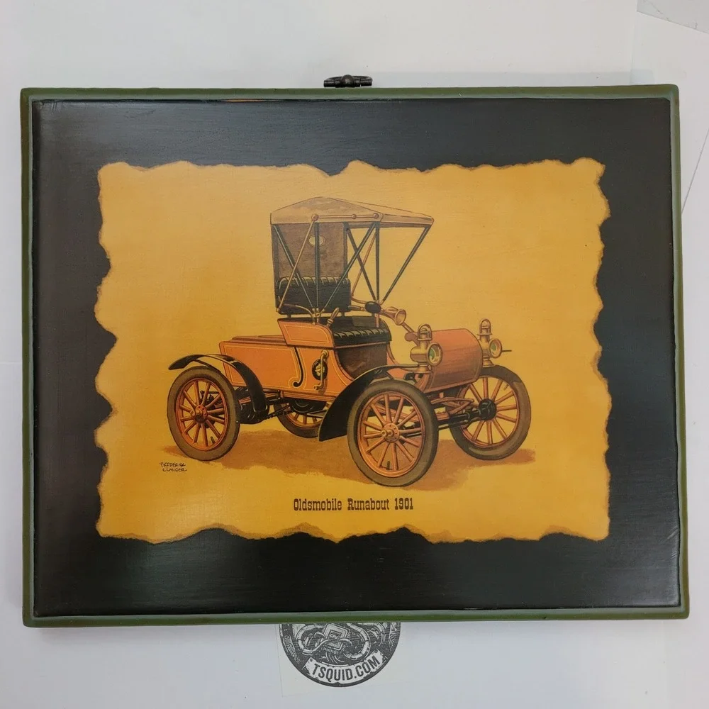Frederick Elmiger Oldsmobile Runabout 1901 Vintage Wood Plaque Wall Decor 8x10
